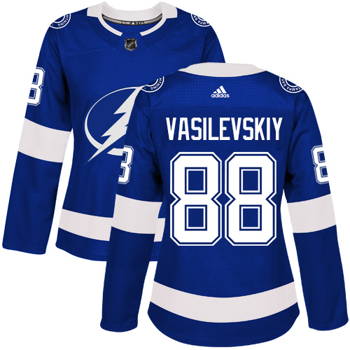 Adidas Tampa Bay Lightning 88 Andrei Vasilevskiy Blue Home Authentic Women Stitched NHL Jersey